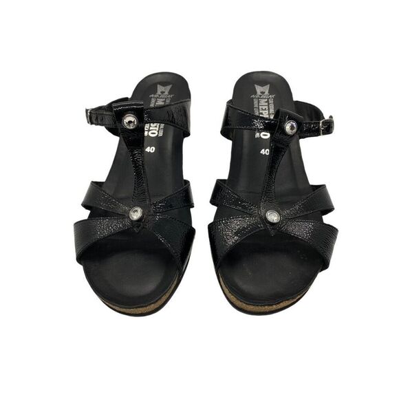 Mephisto Women's Nazli Sandals Black Patent Leather Crystals Wedge Size 10 / 40 - Picture 4 of 16